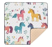 Foiosoh Tapis de gymnastique pliable pour bébé - Motif licornes magiques et amusantes - Résistant à l'eau - Pour bébés et tout-petits - 127 x 127 cm
