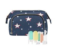Foiosoh Trousse de maquillage bleu feu d'artifice pour femme, trousse de voyage, étoiles blanches fond bleu, 1 size, Dessin animé