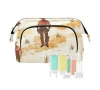 Foiosoh Trousse de maquillage étanche pour femme avec motif cheval de cowboy, cowboy and vast desert, 1 size, Dessin animé