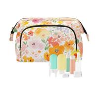Foiosoh Trousse de maquillage étanche pour femme Blanc Orange Rouge, Beauté Fleurs d'été orange, 1 size, Dessin animé