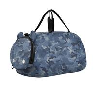 Foiosoh Vator Sac de sport camouflage bleu avec compartiment à chaussures Sac multifonction Weekender Dance pour voyage, sport, fitness et entraînement