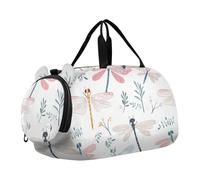 Foiosoh Vivacious Sac de sport pour garçon avec compartiment à chaussures Grande capacité pour voyage, sport, week-end Blanc, Libellule blanche vive, 1 size, Moderne/ajusté