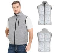 Foiueyga Gilet rafraîchissant pour homme et femme avec 24 poches de glace, gilet de glace rafraîchissant pour le travail en plein air par temps chaud, Gris allemand, M