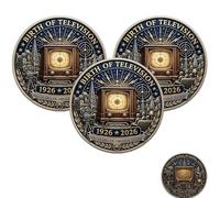 Fokayo Pièce commémorative du 100e Anniversaire de la Naissance de la télévision (1926-2026) - Objet de Collection pour Le centenaire de l'histoire de la radiodiffusion (3pcs)