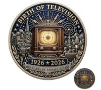 Fokayo Pièce commémorative du 100e Anniversaire de la Naissance de la télévision (1926-2026) - Objet de Collection pour Le centenaire de l'histoire de la radiodiffusion (1pc)