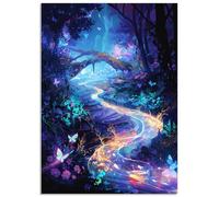 Fokenzary Kit de peinture par numéros pour adultes - Kit de peinture sur toile de rivière pour débutant - Avec pinceaux et peintures acryliques sans cadre (40 x 50 cm)