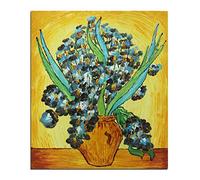 Fokenzary Peinture à l'huile peinte à la main sur toile Vincent Van Gogh Reproduction d'iris classique Décoration murale encadrée prête à accrocher