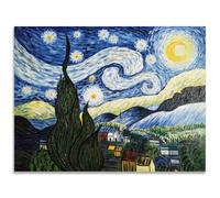 Fokenzary reproduction sur toile peinte à la main par de La Nuit étoilée de Vincent Van Gogh encadrée 50x60cm