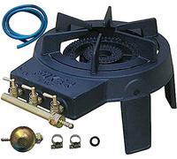 FOKER Kit Réchaud à Gaz Fonte 3 Robinets (8100W) - Avec Tuyau 1.50m et Détendeur Butane Inclus - Fabriqué en Italie - Brûleur Grand Format Prêt à l'Emploi pour Camping et Conserves