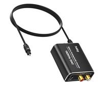 Fokky 192kHz Adaptateur Optique Jack,DAC & DAC Audio, Convertisseur Optique Vers Rca, Câble Optique de 1 m compatible avec la TVHD, les DVD, les Blu-ray, Sky et les consoles de jeux
