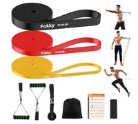 Fokky Bande Elastique Musculation, 3 Niveaux Différents Élastique Musculation, Bande de Resistance avec Poignées Ancre de Porte pour Fitness, Crossfit