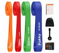 Fokky Bande Elastique Musculation avec Ancrage de Porte, 4 Niveaux | Élastique Musculation avec Poster d'exercice, Sac de Transport, Elastique Sport pour Tractions Pilates Entraînement de Force
