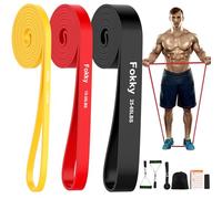Fokky Lot de 3 bandes de fitness, bandes de résistance, bandes de fitness pour le développement musculaire, lot de 3 niveaux de résistance, idéal pour le yoga, le Pilates, le renforcement musculaire,