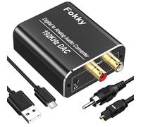Fokky Convertisseur audio numérique vers analogique 192 kHz DAC, SPDIF coaxial Toslink vers stéréo analogique, audio stéréo analogique 3,5 mm, câble optique de 1 m, prise en charge HDTV, DVD, Blu-ray