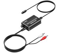 Fokky DAC Audio&DAC, 192kHz Adaptateur Optique Jack, Optique Vers RCA, Câble 1 m canal gauche et droit &câble à fibre optique, numerique analogique compatible avec la TVHD, les DVD, les Blu-ray