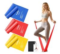 Fokky Elastique Musculation (3 pièces), 2M Bande Elastique Musculation avec 3 Niveaux de Résistance, Elastique Sport avec Sac de Transport pour Fitness, Yoga, Pilates, Crossfit