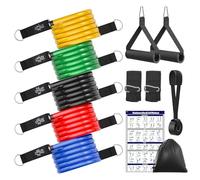 Fokky Elastique Musculation avec 5 Niveaux différents Élastique Musculation,Elastique Sport avec Grandes Poignées,Sangles de Cheville,idéales pour Le Yoga, Le Pilates