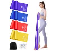 Fokky Elastique Musculation [Lot de 4], 1.8 M Élastique Sport avec 4 Niveaux de Résistance, Bande Elastique Musculation avec Sac de Transport pour Yoga, Pilates, Crossfit