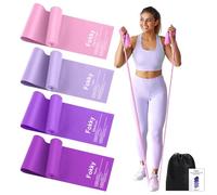 Fokky Lot de 4 Bande Elastique Musculation, Élastique Musculation pour Femmes et Hommes, sans Latex, 2M Elastique Sport pour Yoga, Pilates, Physiothérapie et Entraînement
