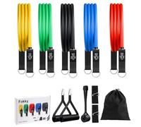 Fokky Lot de 5 bandes de résistance de fitness, bandes de résistance, extenseurs, bande de fitness avec grande poignée, sangle de cheville, fixation d'ancrage de porte, sac de transport, idéal pour