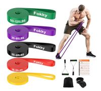 Fokky Lot de 5 Bandes de résistance en 5 épaisseurs, avec ancrage de Porte, 2 poignées, Sac de Transport et Guide d'entraînement, Bandes de résistance pour Crossfit, Yoga, Pilates