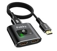Fokky Switch HDMI 4K 60Hz Splitter, Bidirectionnel Commutateur Hdmi avec 【1M(3.3ft) HDMI 2.0 Câble】 1 Entrée 2 Sorties (Noir, avec 1M de câble)