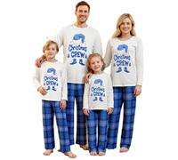 FOKPLEA Pyjama familial assorti de Noël bleu à carreaux pour la famille, Bleu #8., S