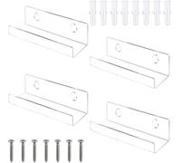 Fokroin 4 Pièces Support Mural en Vinyle, Étagère flottante murale, EtagèRe à Disques en Acrylique, Étagères Murales en Acrylique Clair, pour Le Placement De Dossiers D'Albums Photos Et De Collections