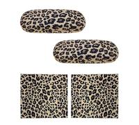 Fokroin Brillenetui mit Leopardenmuster 2 pièces Comprend un Chiffon De Nettoyage, Leopard Etui Lunettes éTui à Lunettes Coque Dure Compact Et Portable, Étui de Protection pour Lunettes Portable
