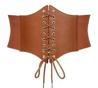 Fokroin Ceinture Corset Femme, Rétro Fem-mes Taille Corset Cein-ture, Cuir Cei-nture Medievale Fe-mme,Élastique Costu-me Femm-e Moyen Age d'Halloween, Serre Taille pour Habiller
