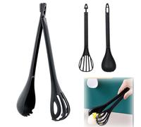 Fokroin Couverts à Salade, Couverts à Salade Noir Deux pièces, Couverts de Service et Pince à Salade Plastiques, Cuillère à Salade, pour Cuisiner et Préparer des Plats Gastronomiques