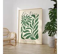FOKTMS Affiches botaniques abstraites Henri Matisse, feuille verte, décoration murale sur toile, images imprimées, décoration de salon moderne, 50x75 cm, sans cadre