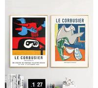 FOKTMS Art mural abstrait moderne Le Corbusier lignes géométriques colorées peinture à l'huile affiches imprimées pour la décoration de salon à la maison 30x45 cm-2 pièces sans cadre