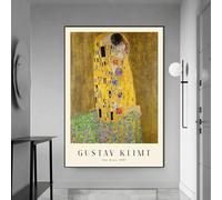 FOKTMS Gustav Klimt imprimer l'affiche du baiser et toile d'exposition vintage imprimable célèbre peinture murale pour décoration de chambre 50 x 70 cm sans cadre