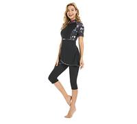 FOKULUNDA 3Pcs Rash Guard Burkini Swimsuits for Women Modest Islamic Swimwear Short Sleeve Bathing Suit(XXL, F7)