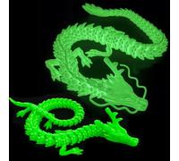 FOLANDO Figurine de dragon lueur imprimée 3D - 45 cm - Figurine de dragon entièrement articulée - Articulations flexibles - Décoration d'intérieur, bureau, cadeau phosphorescent (vert lumineux)