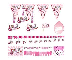 Folat 00231 Kit de décoration pour Naissance d'un bébé Rose