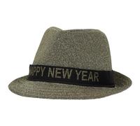 Folat 04473 Chapeau Trilby 'Happy New Year' Lurex Doré - Décorations de réveillon du Nouvel, Fournitures de fête Happy New Year, Bonne année