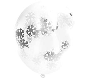 Folat 08569 Ballons avec Confettis Flocons de neige 30cm-4 pièces, Argenté