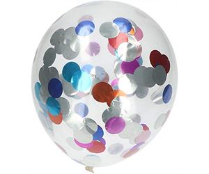 Folat 08583 Ballons avec Confettis Feuille Multicolores 30cm-4 pièces
