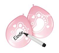 Folat 08591 Writable Balloons Baby Girl - 6 pieces, Pink