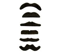 Folat 09963 Ensemble moustaches noires-6 pièces, Unisex Adult