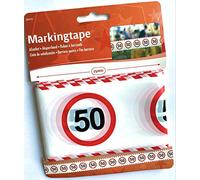 Folat 1 ruban de délimitation * 50e anniversaire * avec motif panneau de signalisation // Set de ruban adhésif décoratif guirlande de fanions pour anniversaire de 50 ans