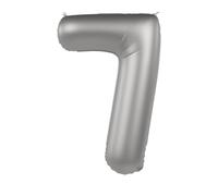 Folat Aluminium Argent Chiffre 7-Moonlight Silver-Satin Gloss-86 cm-Ballon de décoration de fête d'enfants, anniversaires, pouvant être rempli d'hélium, 10477