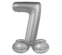 Folat 10537 Ballon Aluminium Argent avec base Chiffre 7 - Moonlight Silver - Satin Gloss - 72 cm - Ballon de décoration de fête pour anniversaires d'enfants, anniversaires, pas besoin d'hélium