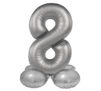 Folat 10538 Ballon Aluminium Argent avec base Chiffre 8 - Moonlight Silver - Satin Gloss - 72 cm - Ballon de décoration de fête pour anniversaires d'enfants, anniversaires, pas besoin d'hélium