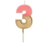 Folat 18703 Bougie Retro Chiffre 3 Rose