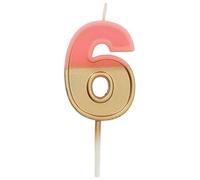 Folat 18706 Bougie Retro Chiffre 6 Rose