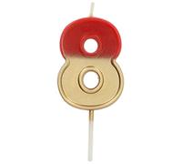 Folat 18708 Bougie Retro Chiffre 8 Rouge