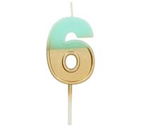 Folat 18866 Bougie Retro Chiffre 6 Bleu Clair